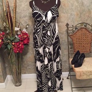 Black & white ruffle maxi dress adjustable straps